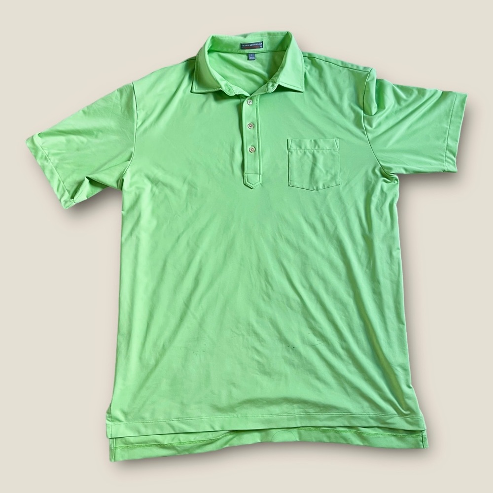 Peter Millar Summer Comfort Golf Polo Men's L Large Green Short Sleeve READ PLS!